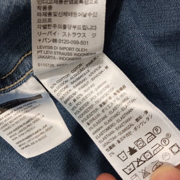 LEVI'S Snap Button-Down Denim Dress women's long sleeve 1X cowgirl western - Picture 5 of 6